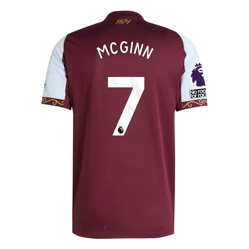 Mcginn Men's Aston Villa Home Jersey 25/26 w/ NRFR + EPL Patches (Maroon/Blue)
