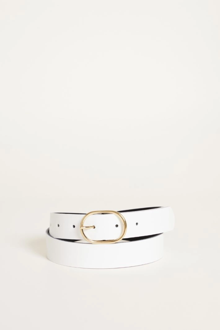 Leather belt - WHITE