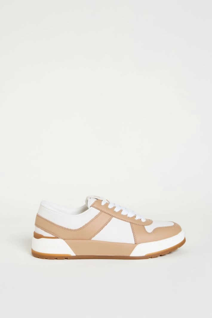Leather sneakers - CAMEL WHITE