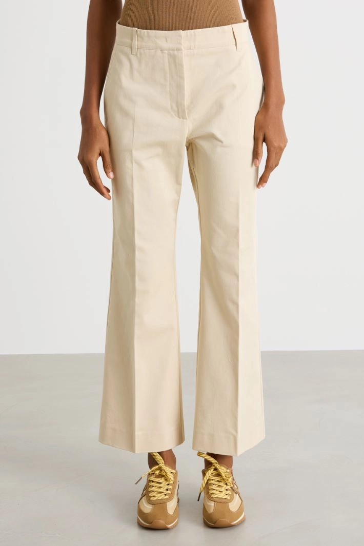 Stretch gabardine trousers - BEIGE