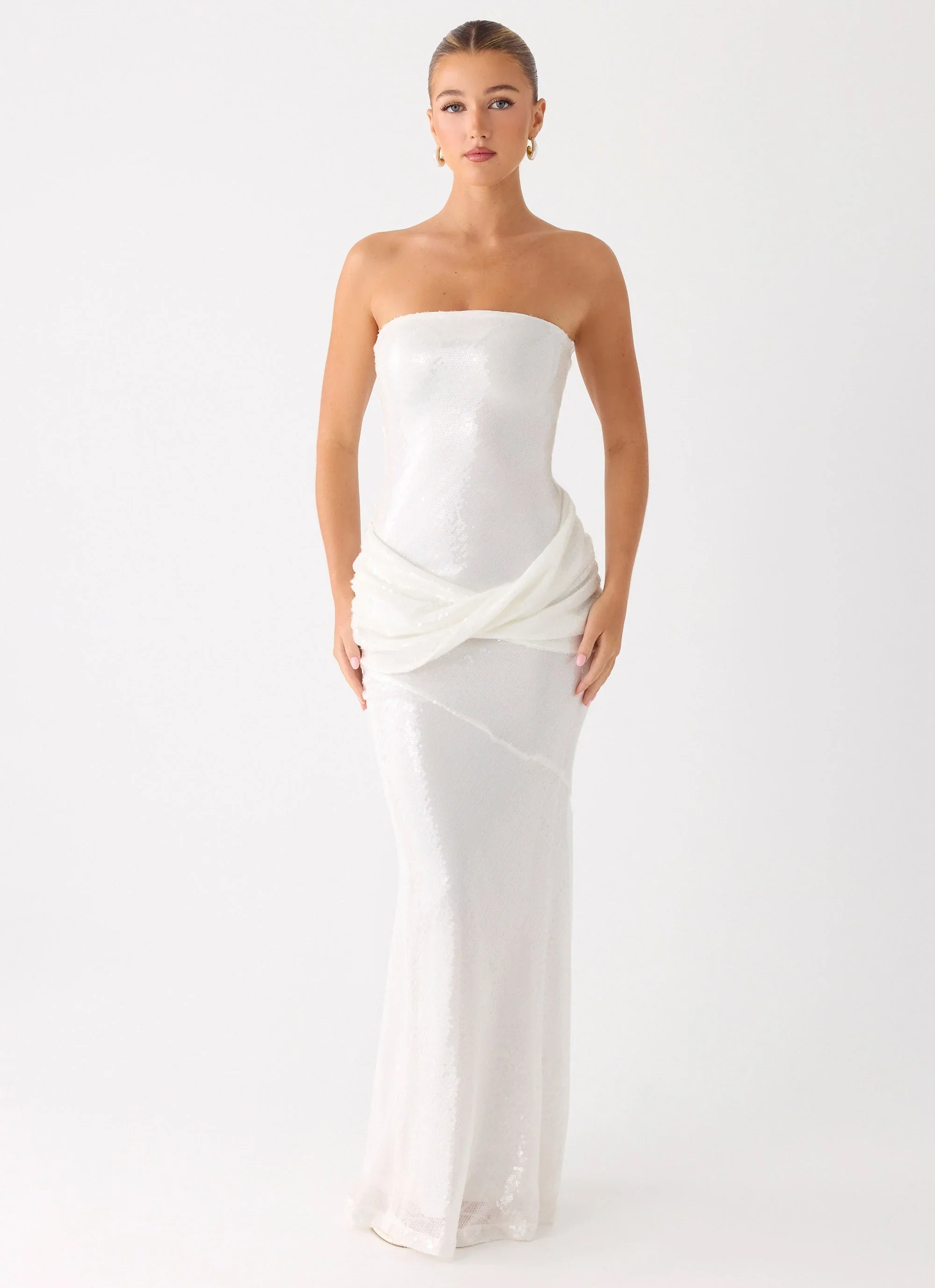 Anticipating Sequin Maxi Dress - White
