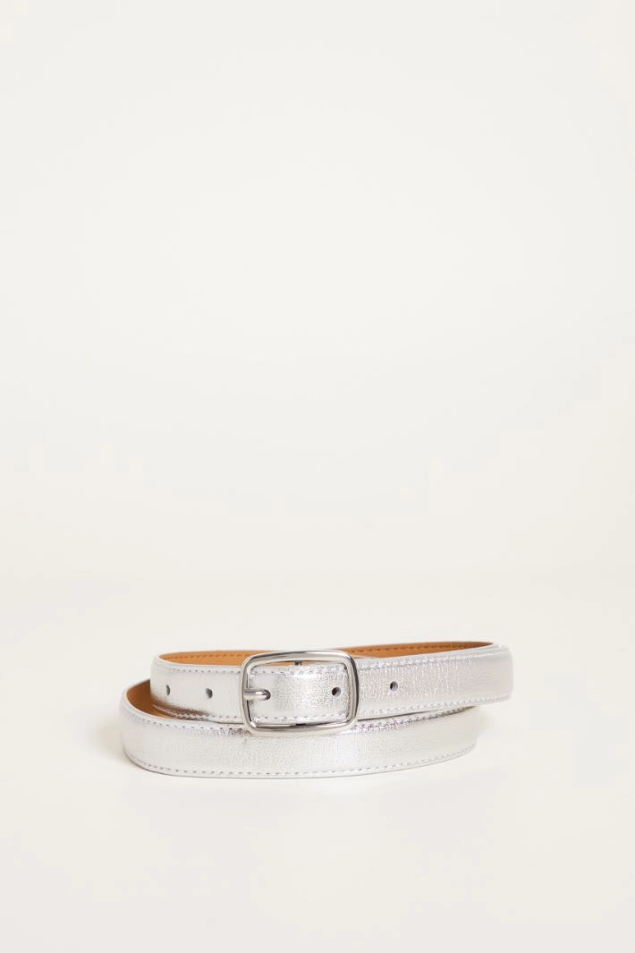 Laminated leather belt - SILVER