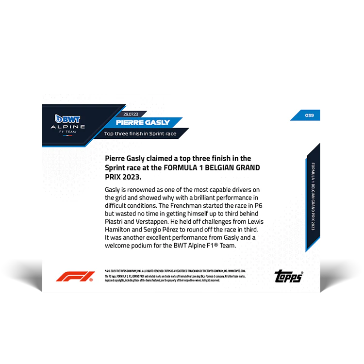 Topps UK - Top three finish in sprit race - F1 TOPPS NOW® Card #39