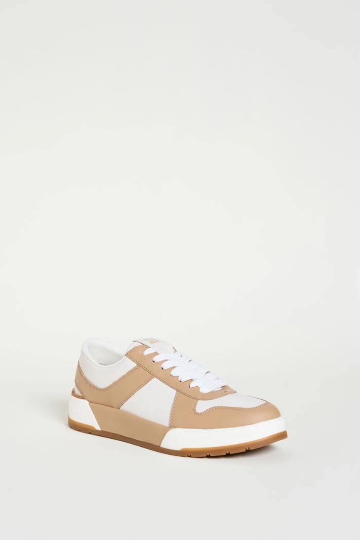 Leather sneakers - CAMEL WHITE