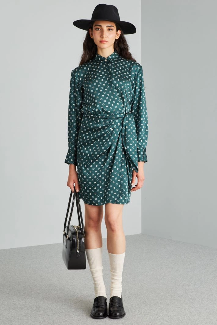Twill wrap dress - GREEN