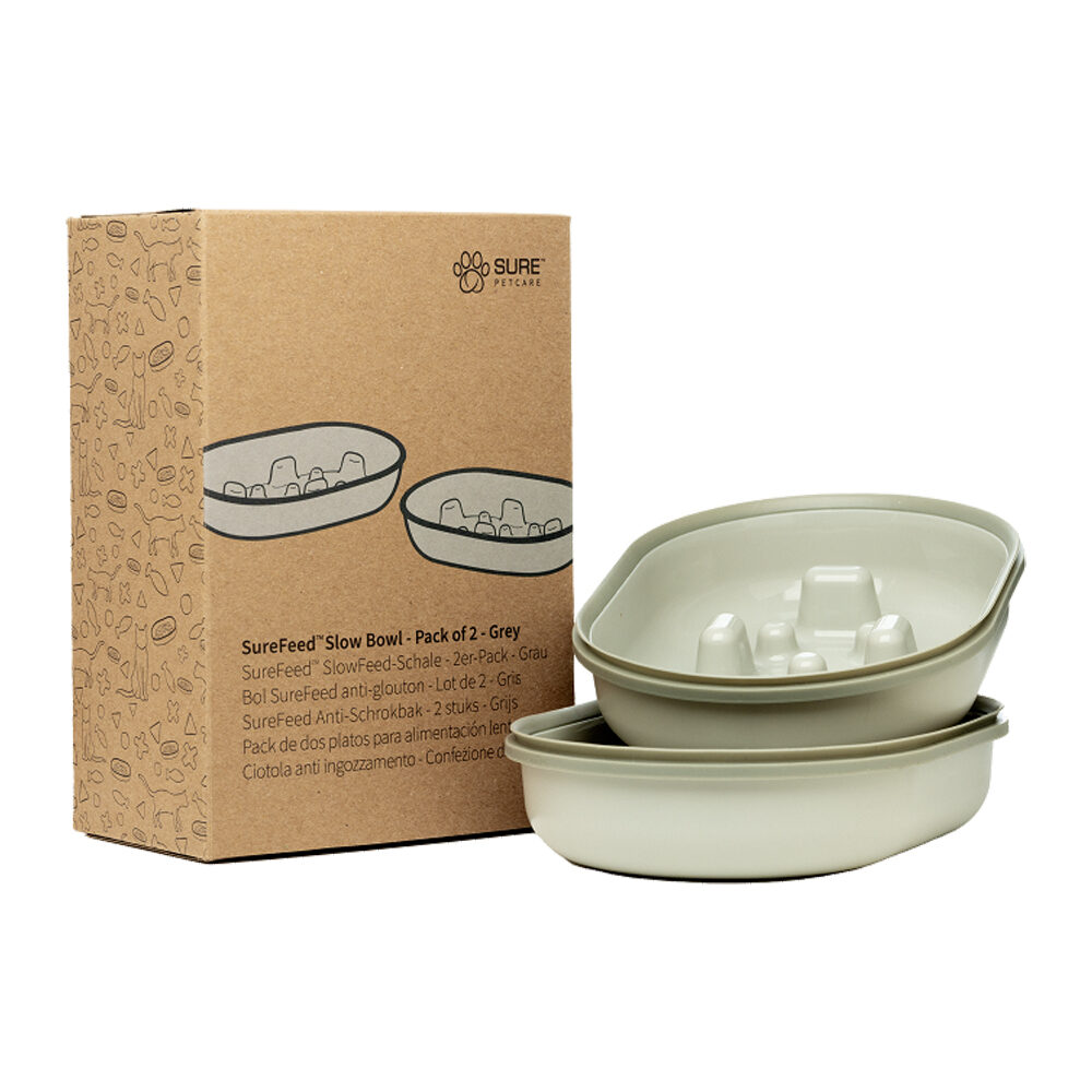 SureFeed Slow Feeder Bowl - Grey - 2 pieces