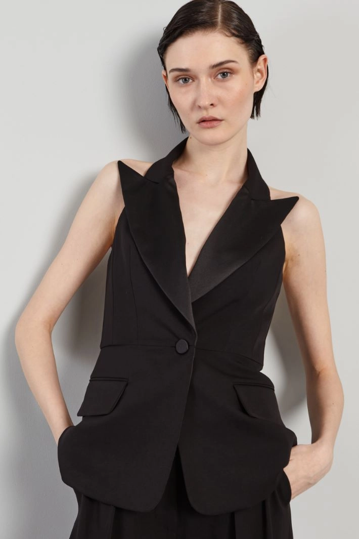Halter neck waistcoat - BLACK