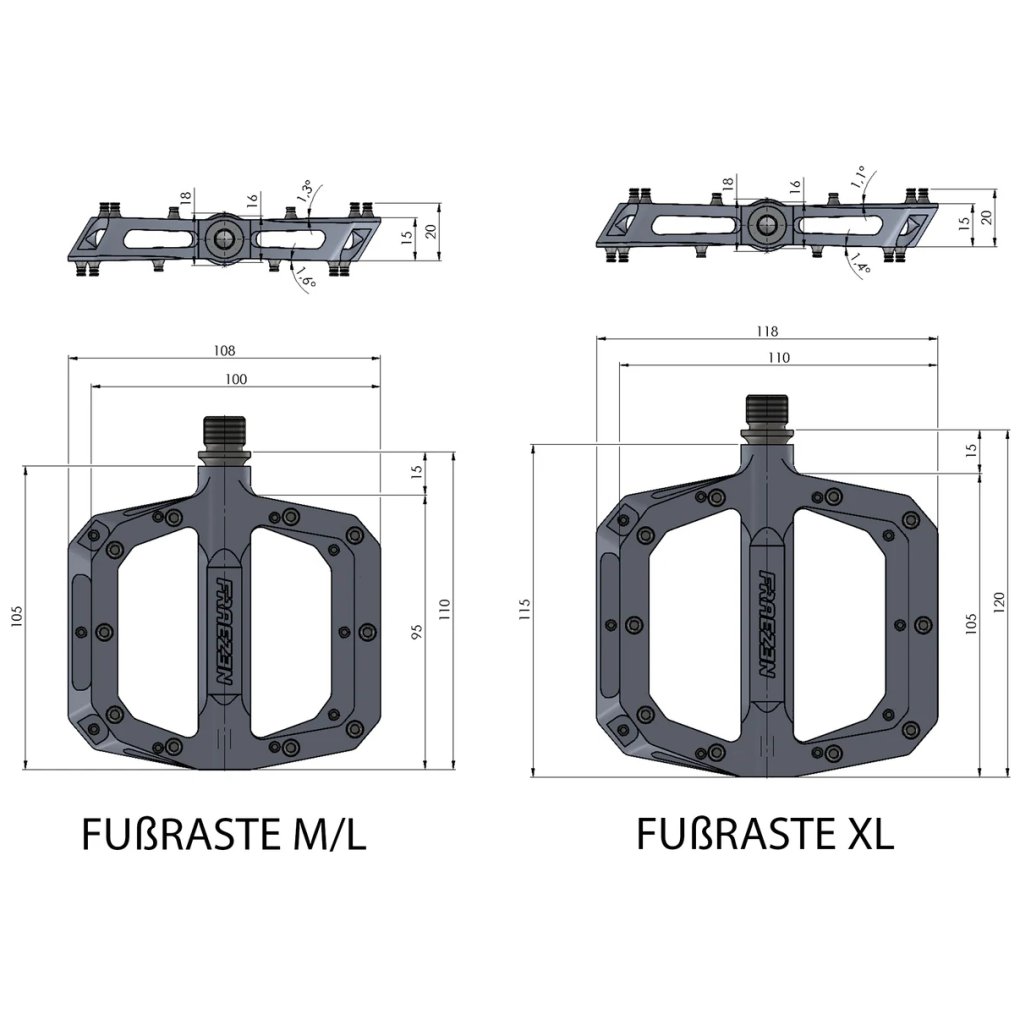 Fraezen FUßRASTE Platform Pedals - M/L - black
