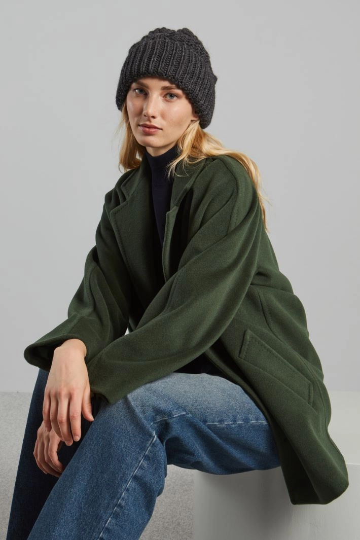 Turn-up beanie hat - ANTHRACITE