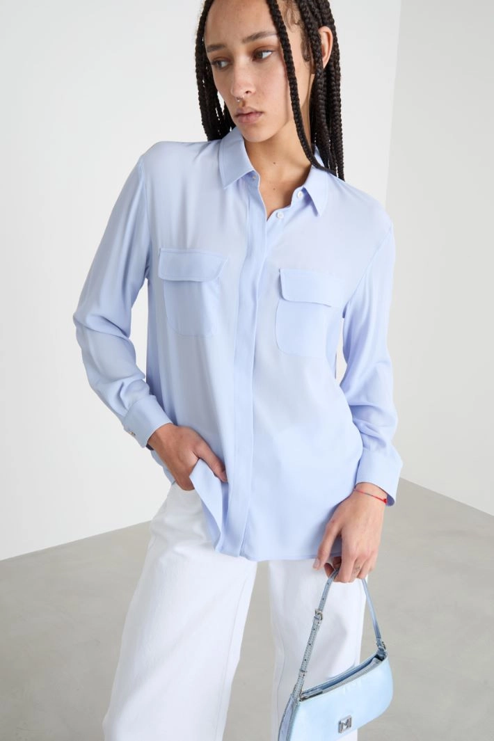 Crepe de chine blouse - LIGHT BLUE