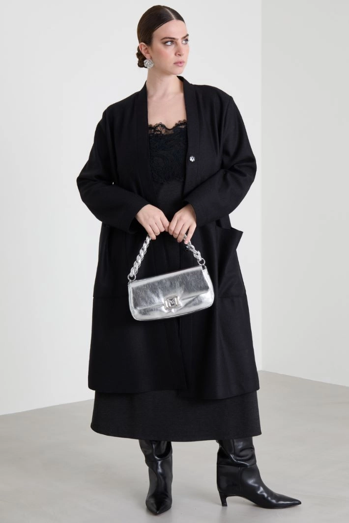 Wool jersey coat - BLACK