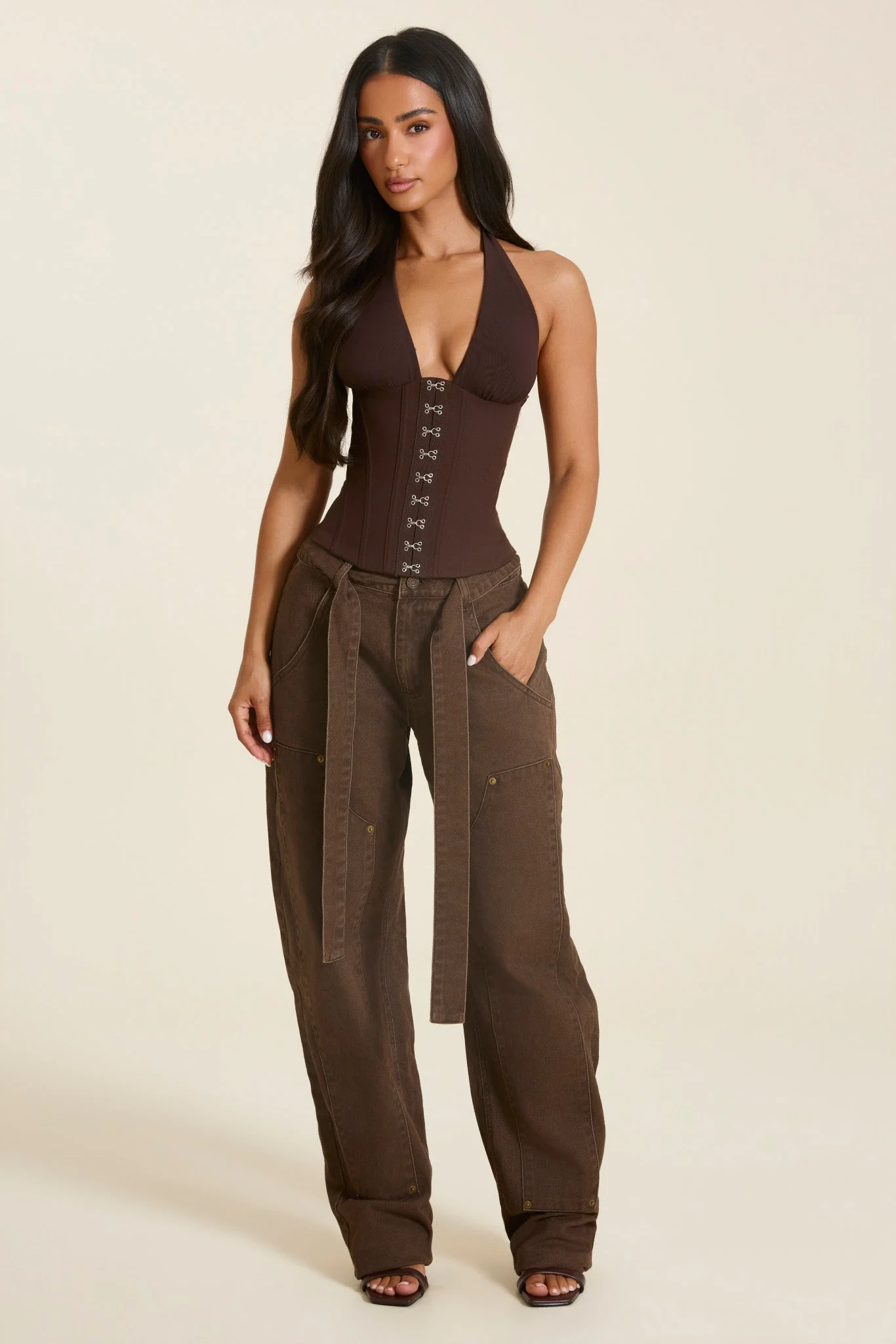 The Nola Corset Top in Brown