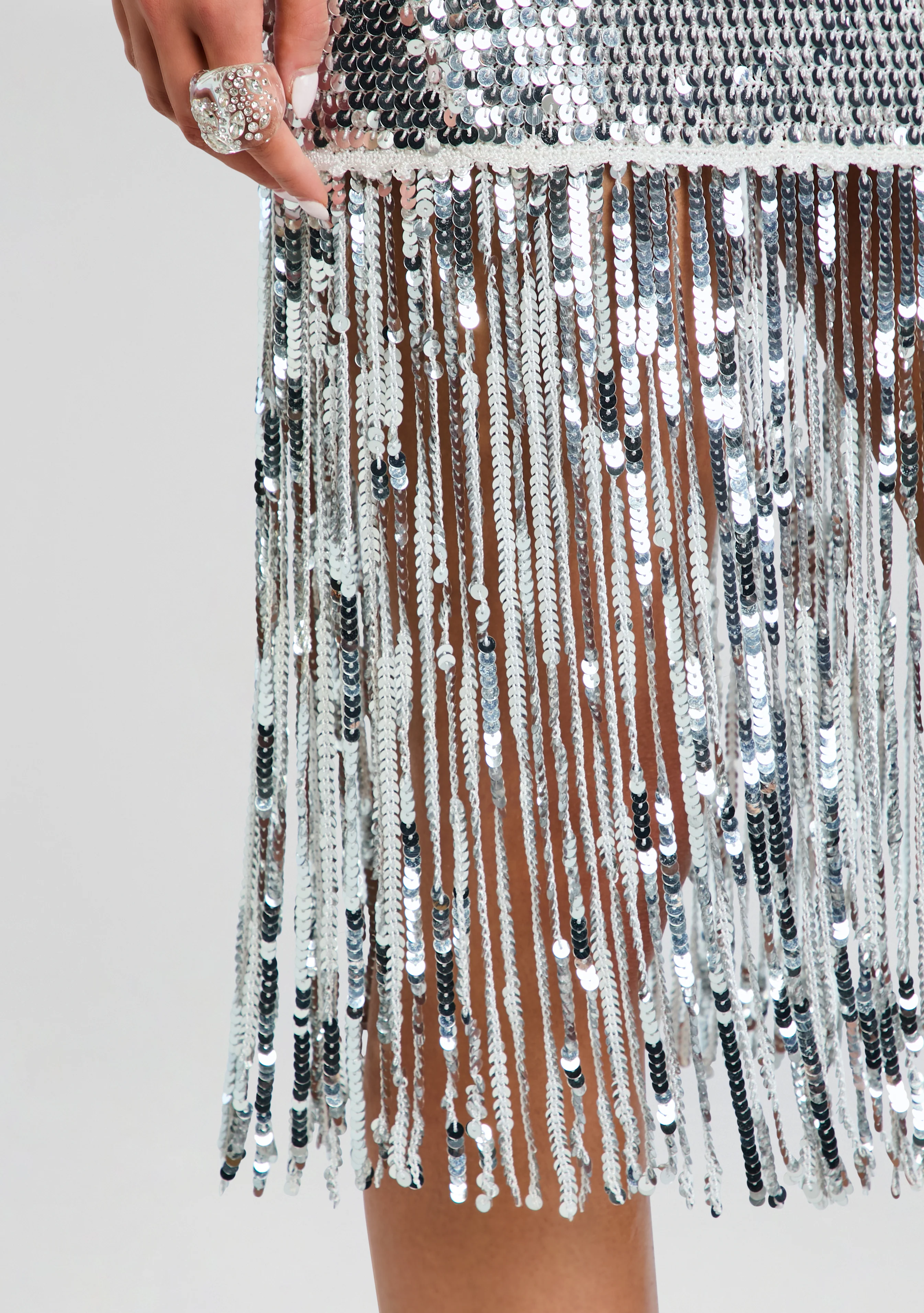 Nalu Sequin Fringe Crochet Dress