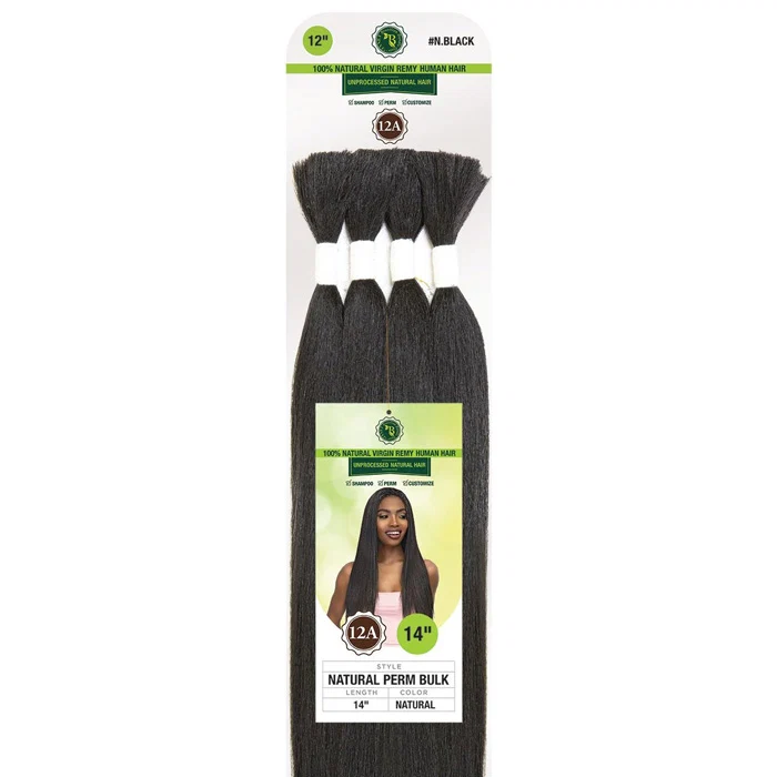 Janet Collection 100% Natural Virgin Remy Human Hair Braids 12A - NATURAL PERM BULK 12