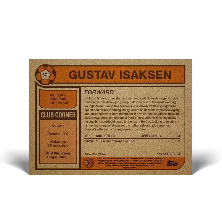 Topps UK - UCC Living Set Card #671 - Gustav Isaksen