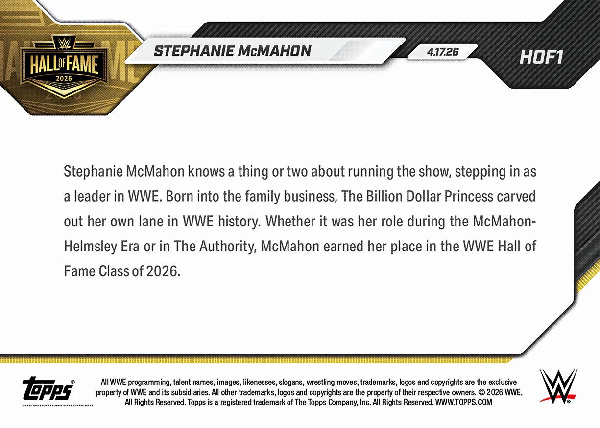 Stephanie McMahon - 2026 WWE Topps NOW® - Card HOF1 - PR: 916