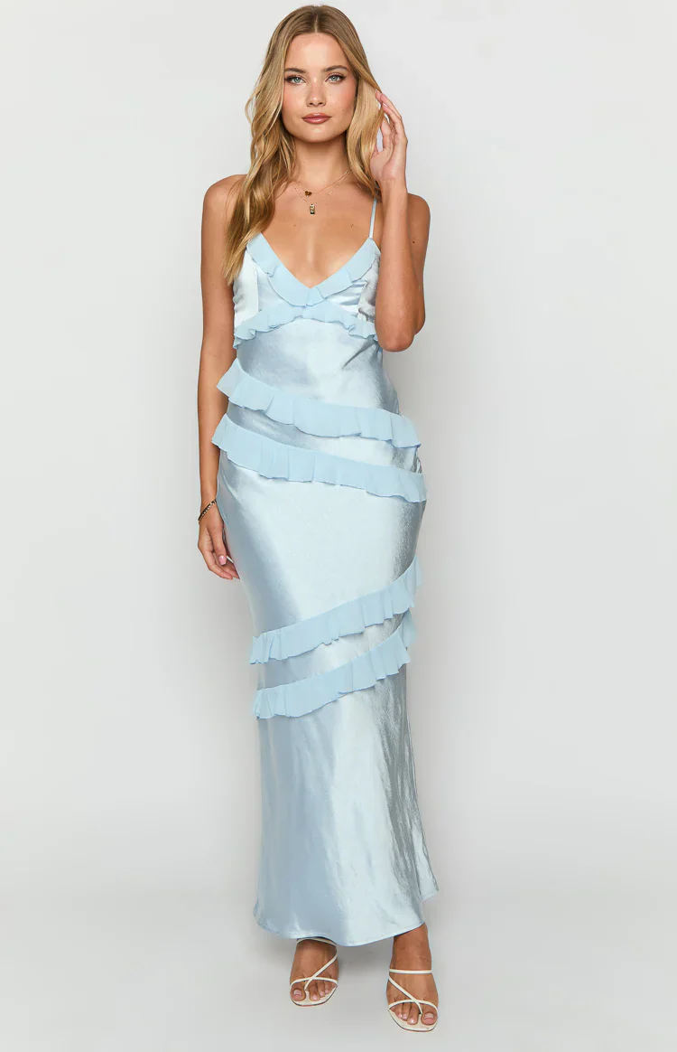 Inara Blue Ruffle Prom Dress