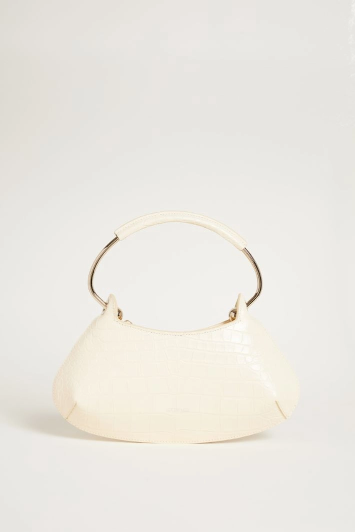 Croc-embossed leather mini bag - IVORY