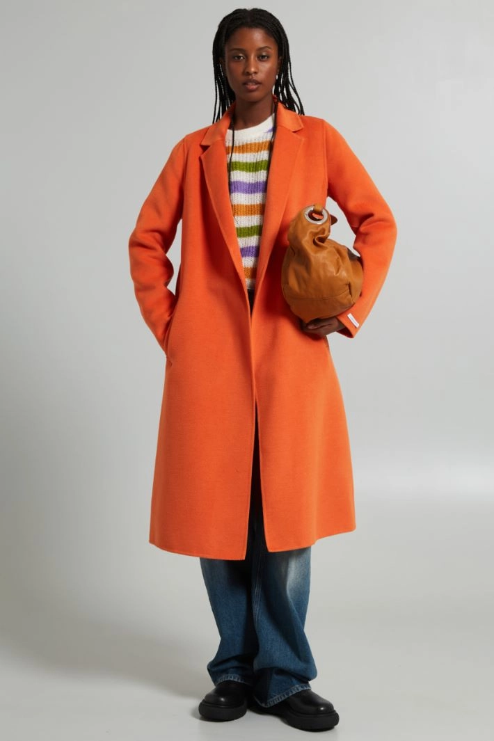 Long belted coat - ORANGE