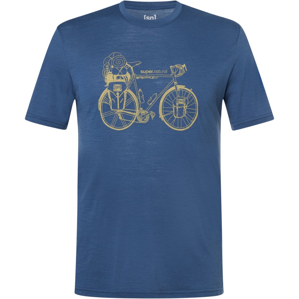 SUPER.NATURAL Wander Wheel Tee Men - Ocean Blue/Dried Tobacco