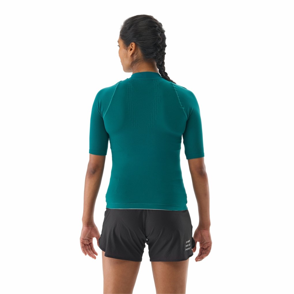 Compressport Trail Racing Postural Short Sleeve Shirt Women - storm/sugar