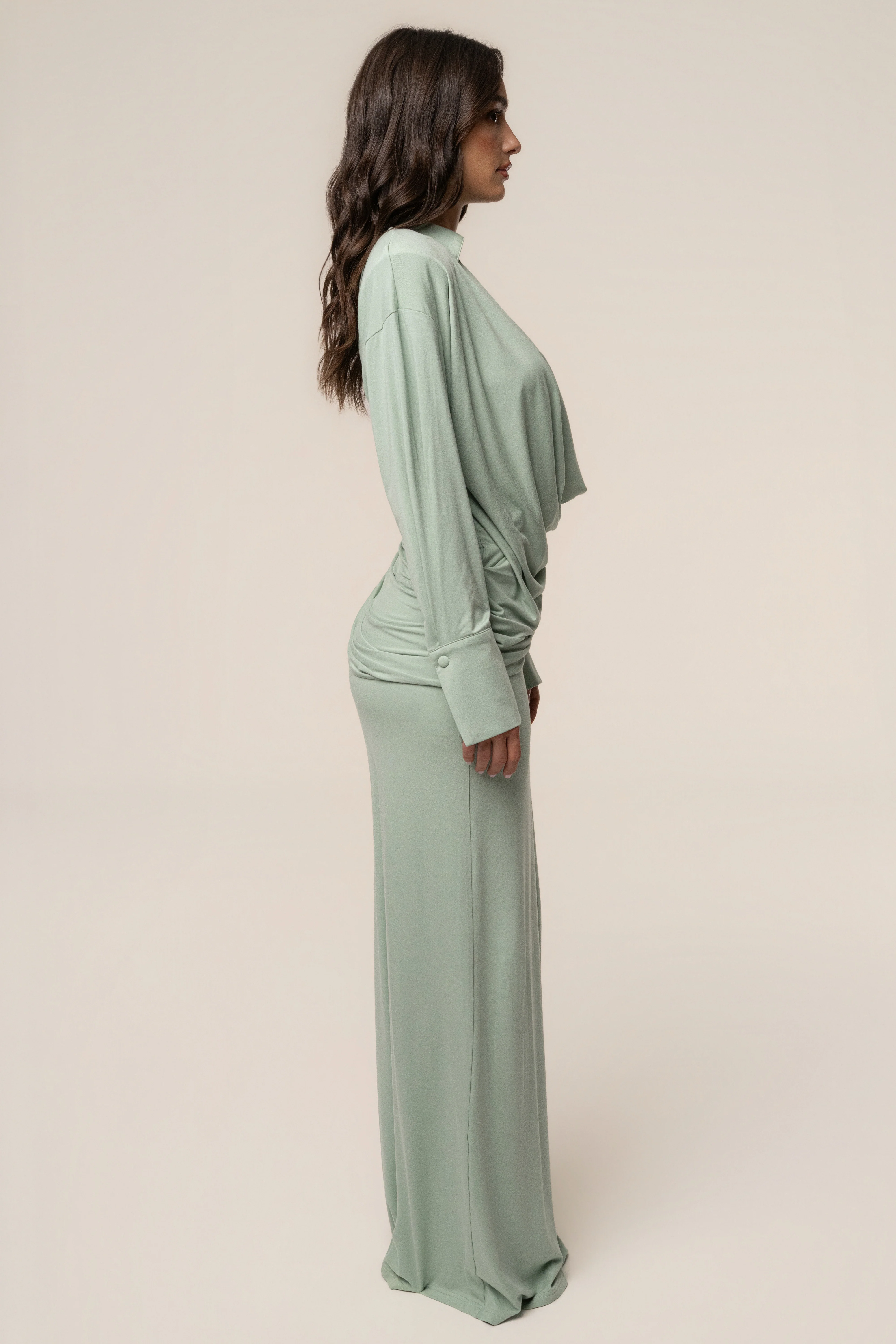 Mint Poise Draped Maxi Dress