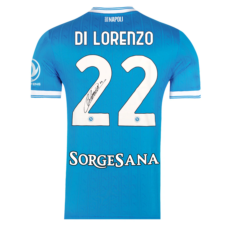 SSC Napoli Match Jersey Home 2025/2026 Signed by Di Lorenzo in Premium Box