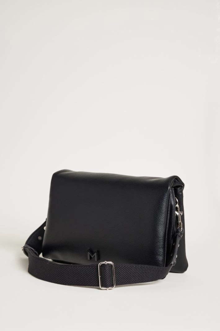 Coated fabric cross-body bag - BLACK