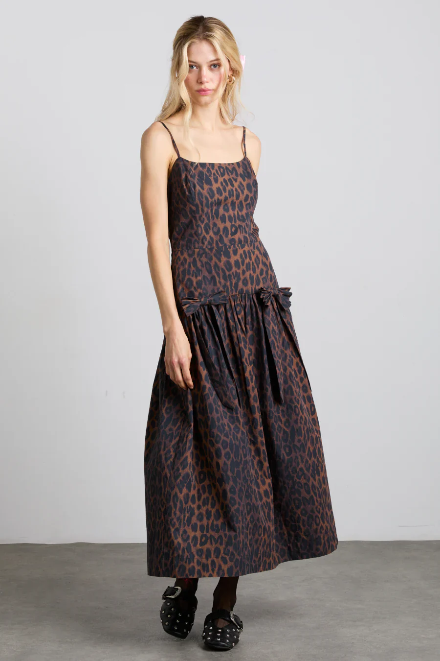 persephone midi dress - dark leopard