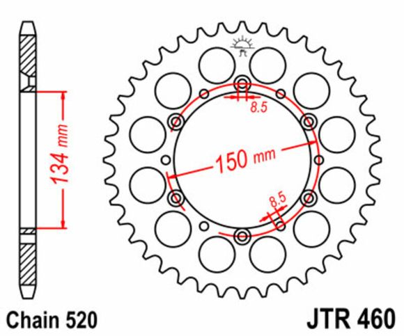 JT. Standard Steel Sprocket 460 - 520Ref: Jtc00096A / 1075043009