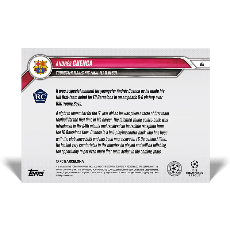 Andrés Cuenca - Youngster makes his first-team debut - 24/25 UCC Topps NOW® Card 21