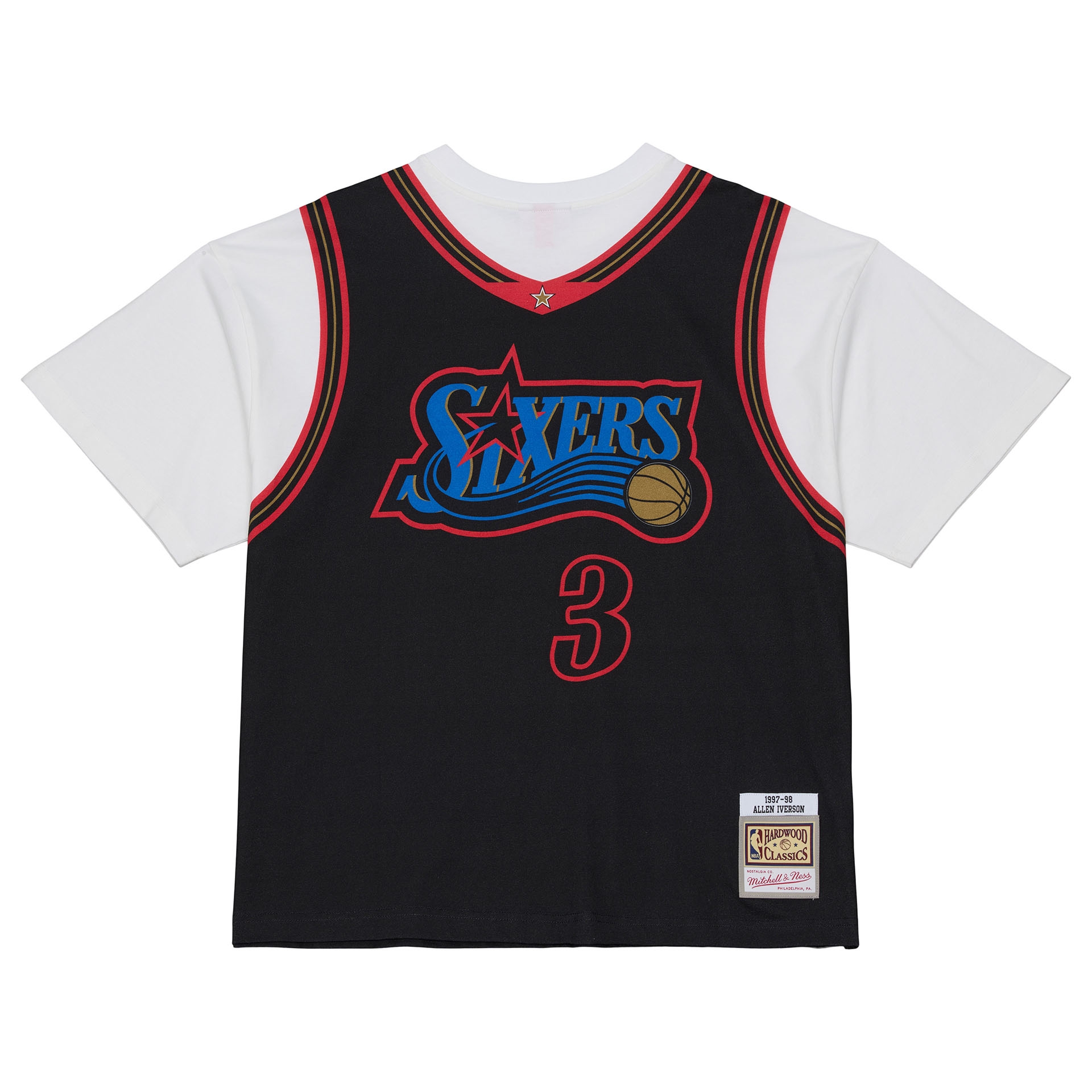 Allen Iverson #3 Philadelphia 76ers Backward Jersey T-Shirt Black