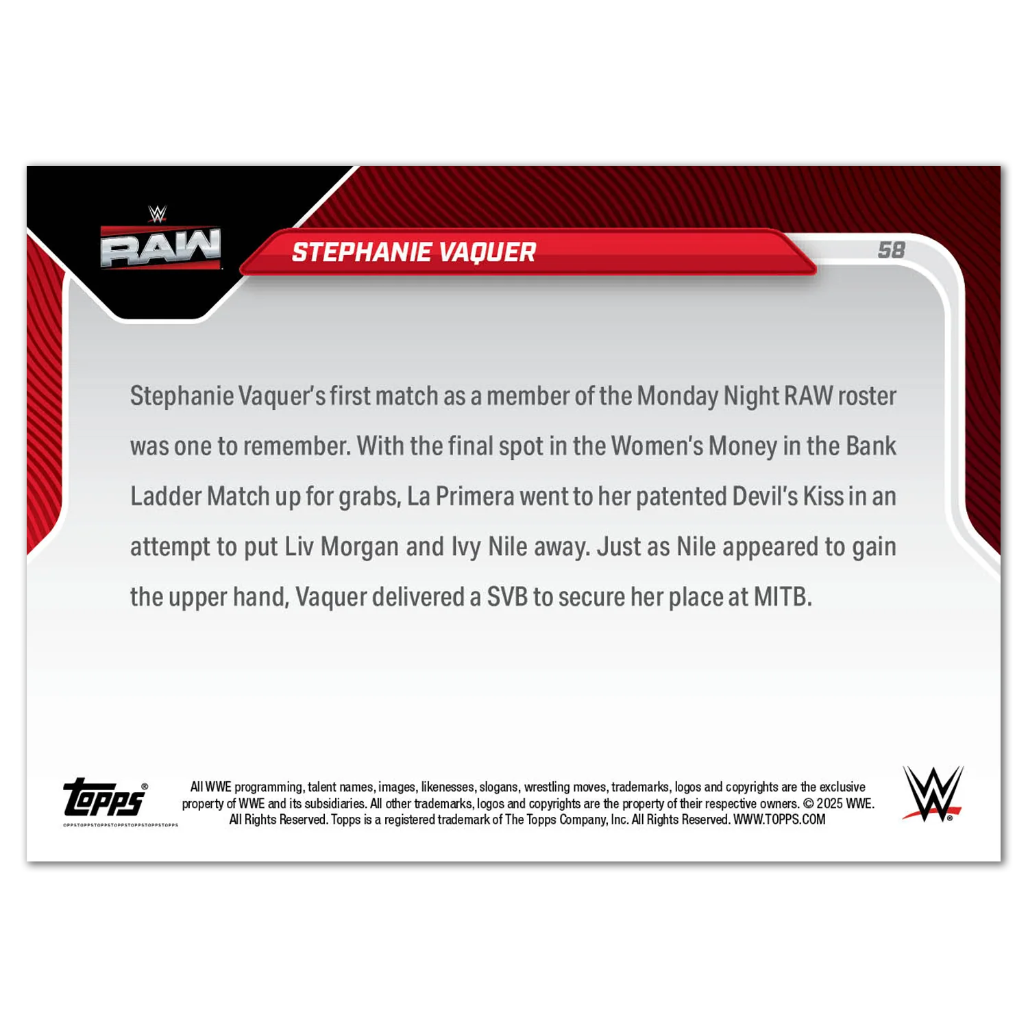 Stephanie Vaquer - 2025 WWE Topps NOW® - Card 58