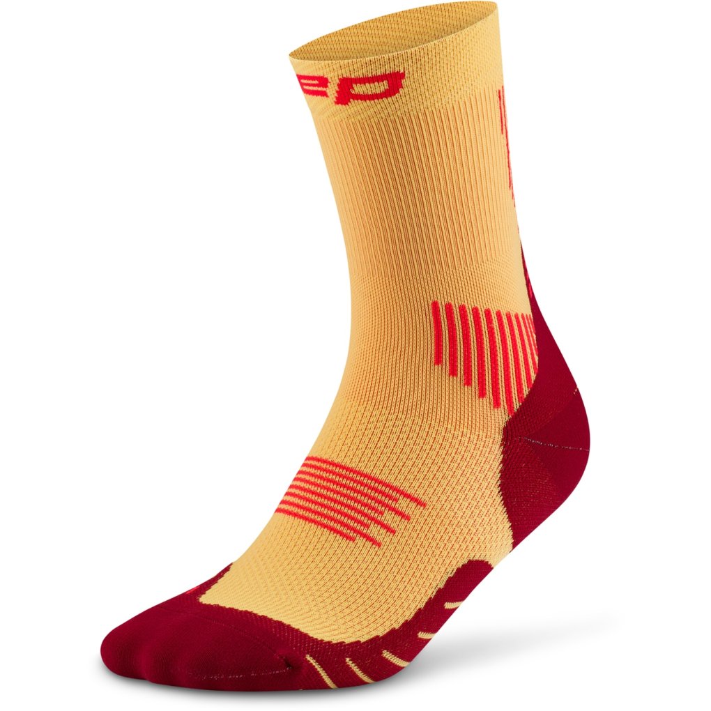 CEP Core Run Mid Cut Compression Socks Men - marigold/burgundy