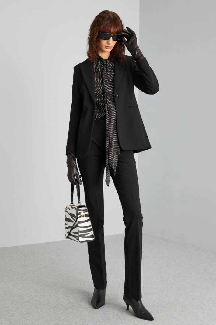 Single-breasted jersey blazer - BLACK