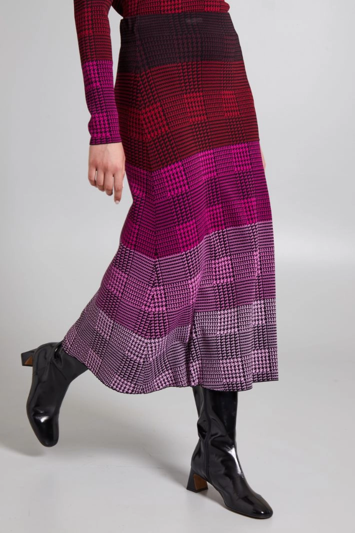 Flared jacquard skirt - FUCHSIA BLACK