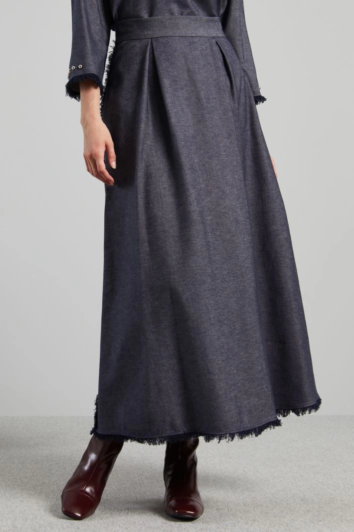 Denim-look cotton skirt - DENIM BLUE