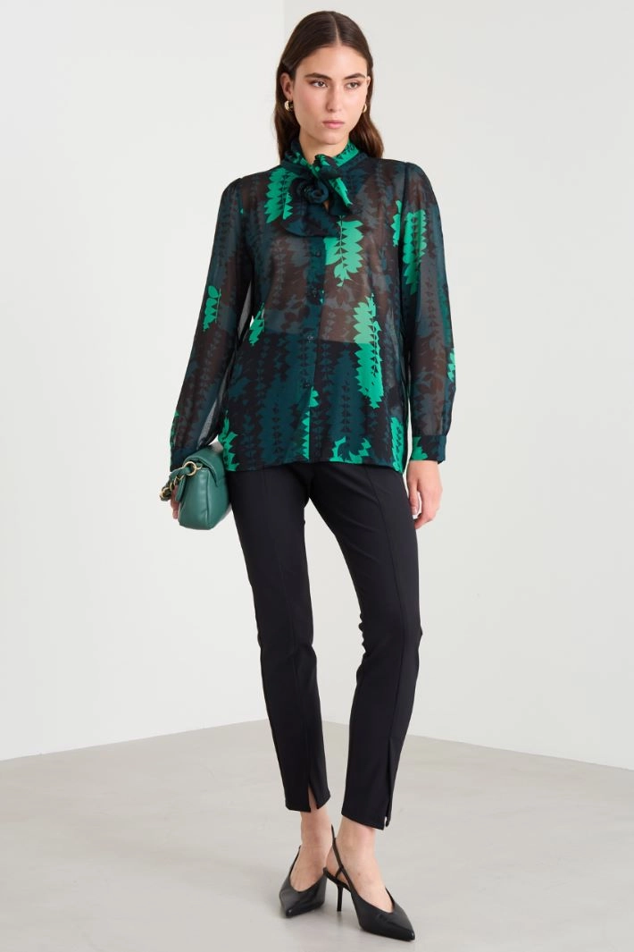 Neckerchief-adorned shirt - GREEN BLACK