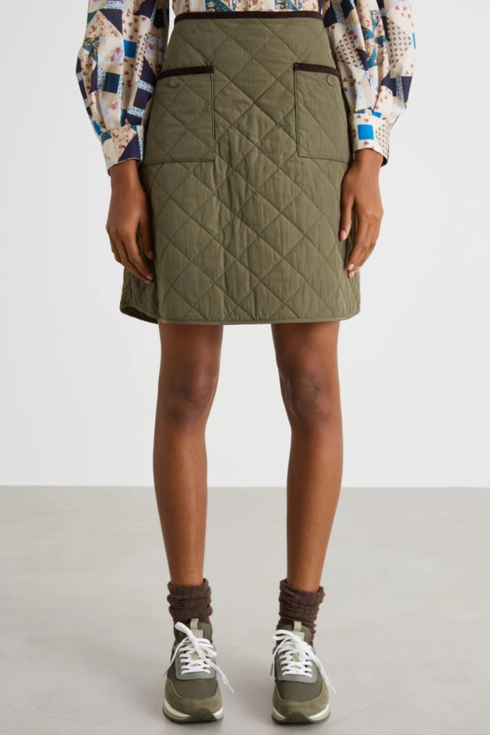 Water-repellent quilted taffeta skirt - GREEN