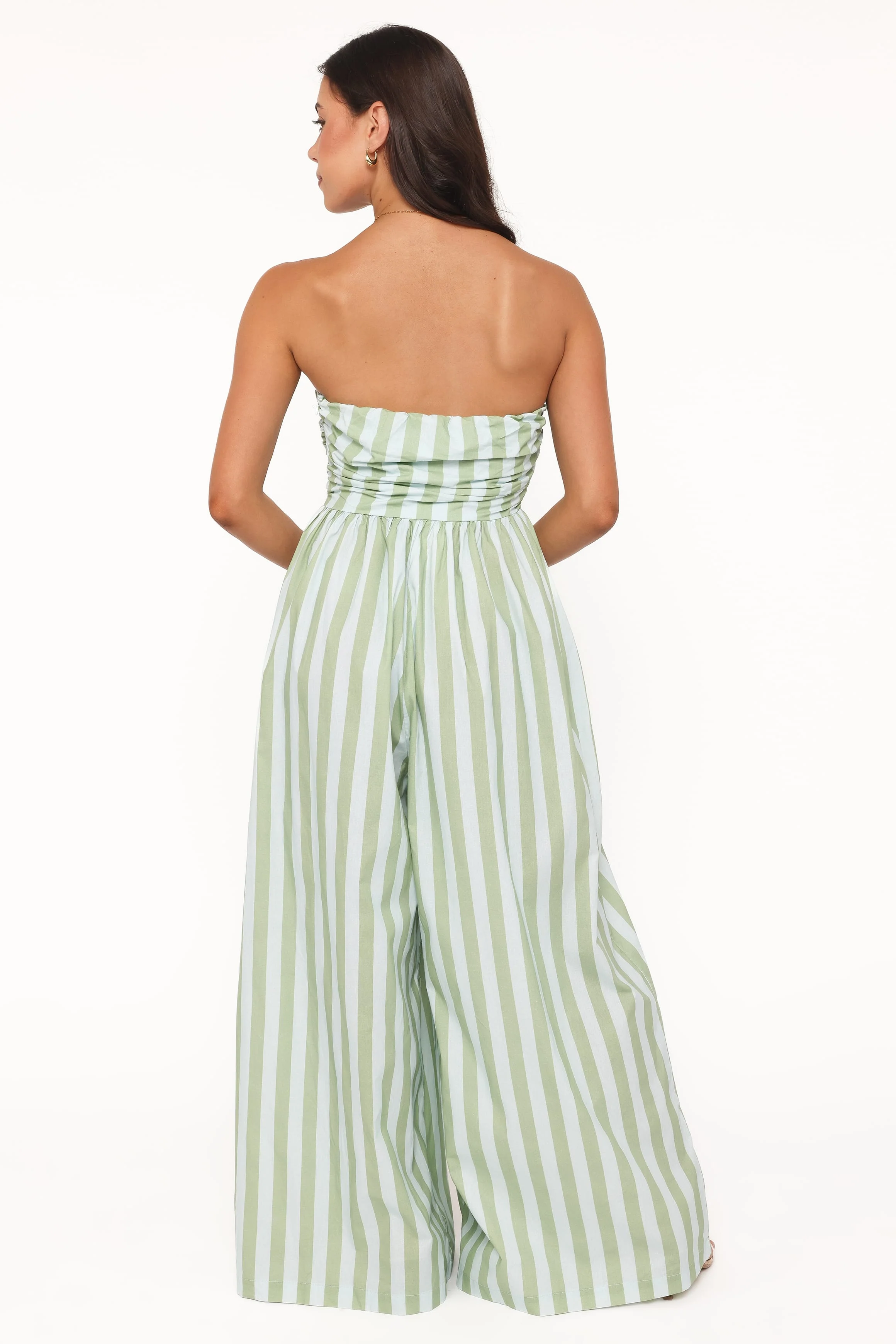 Paige Strapless Jumpsuit - Blue/Green Stripe
