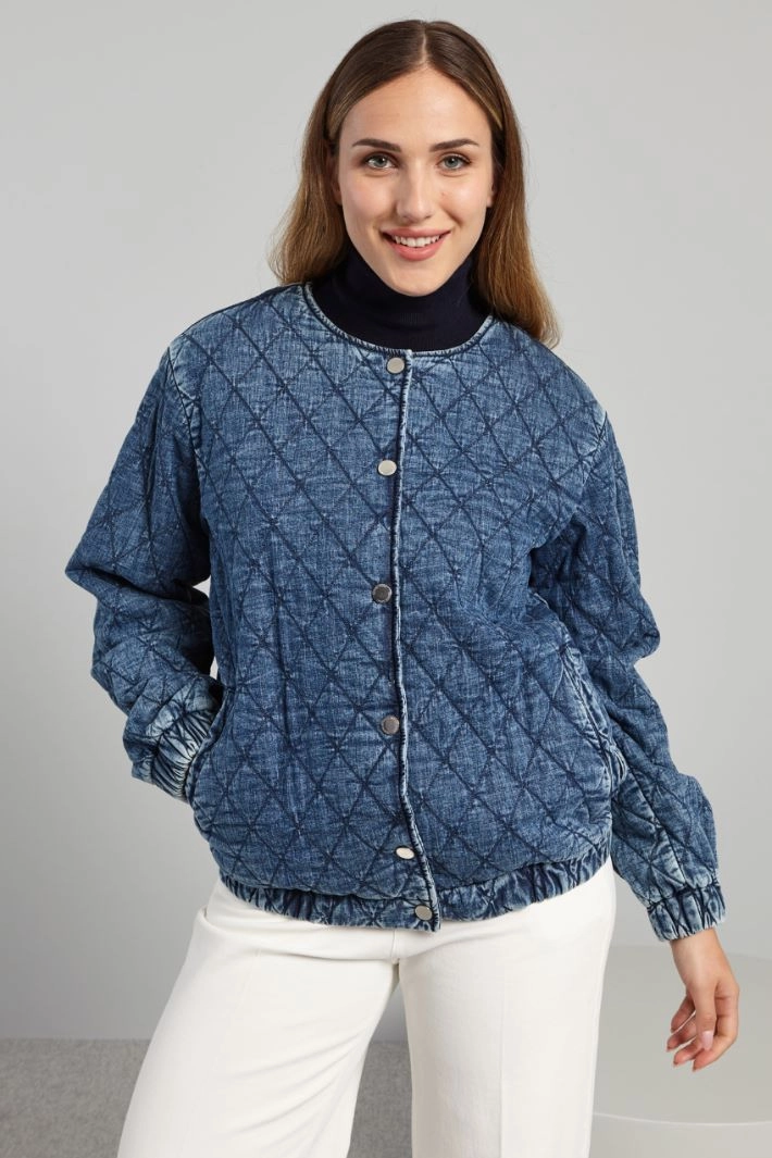 Quilted denim bomber jacket - DENIM LIGHT BLUE