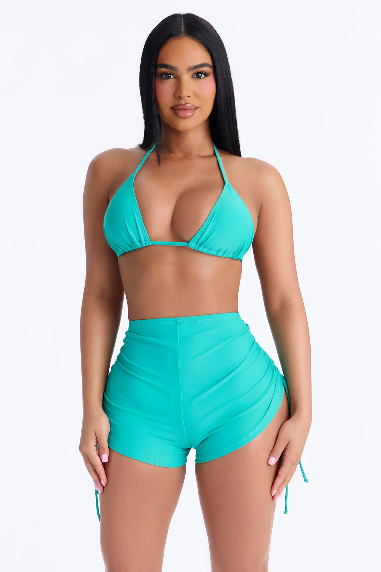 Maui Mix And Match Ruched Side Short Bikini Bottom - Mint