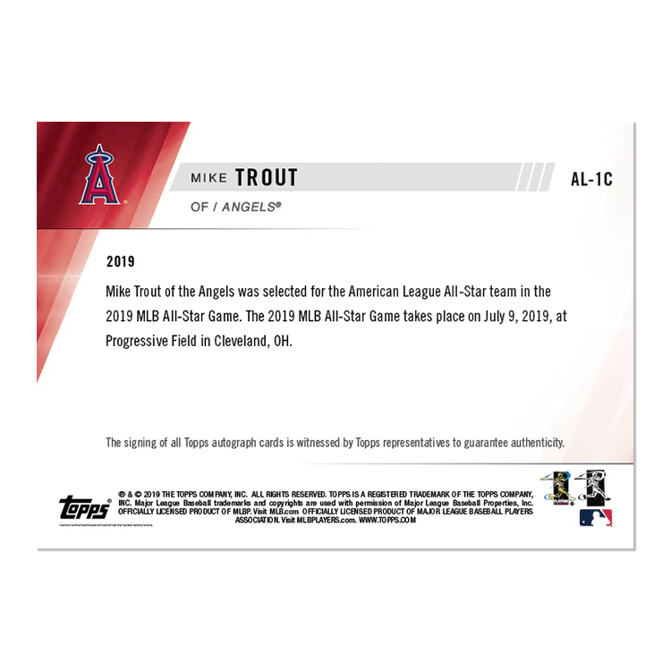 On-Card Autograph # to 10 - Mike Trout - MLB TOPPS NOW® Card 1C