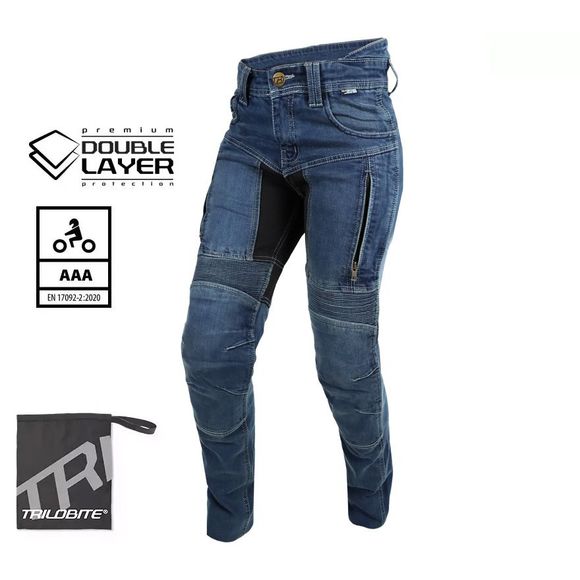Jean Moto Trilobite PARADO DOUBLELAYER LADIES - Slim - BleuRef : TRI0149