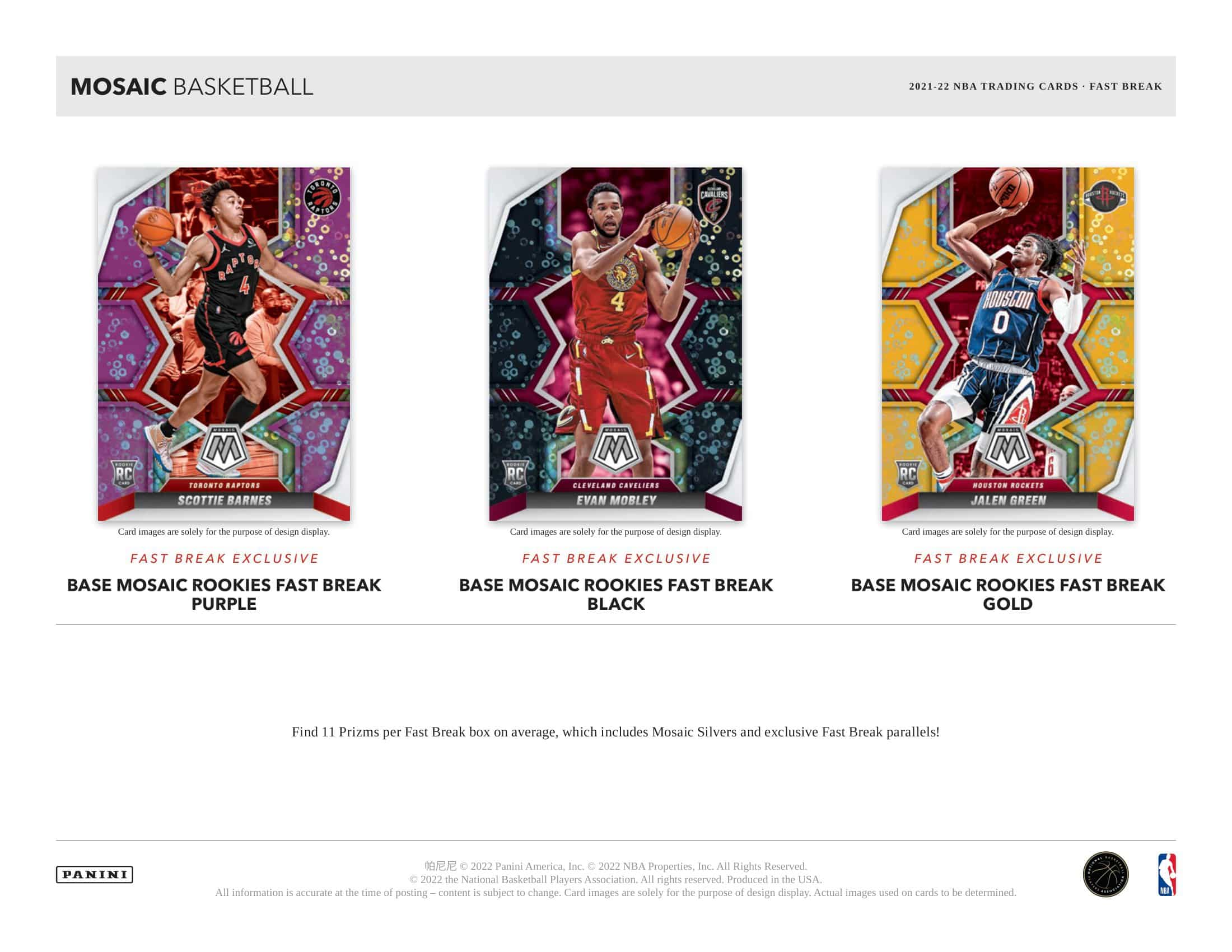 2021/22 Panini Mosaic Basketball NBA Fast Break Pack