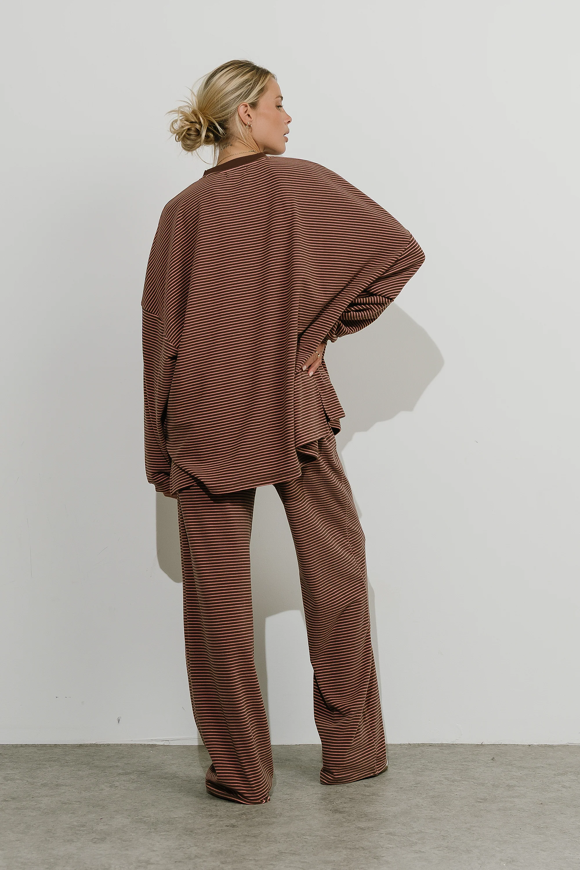 Shelby Striped Pants in Brown