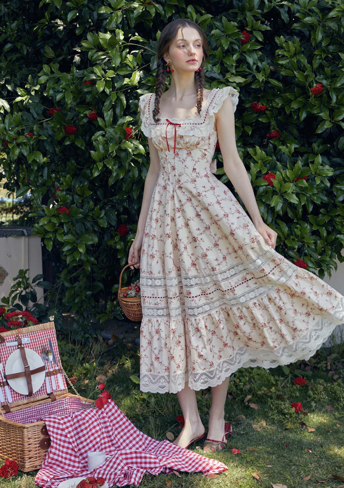 (US Exclusive) Red Garnet Corset Dress