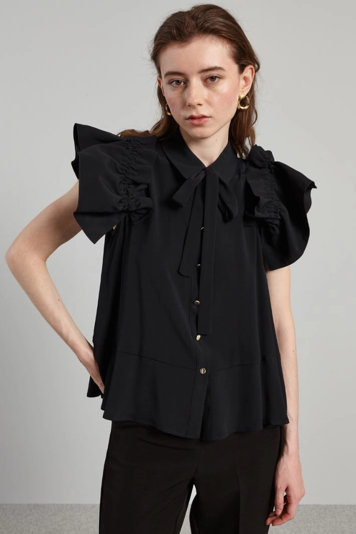 Top with removable sleeves - BLACK