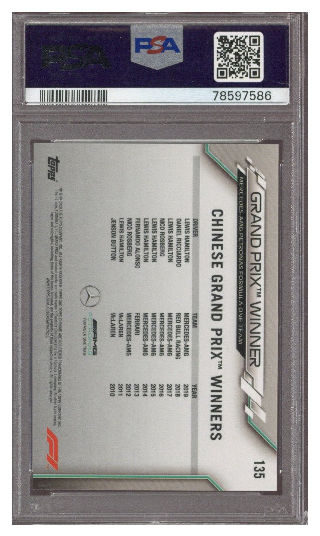 2020 Topps Chrome Sapphire F1 Lewis Hamilton #135 PSA 10