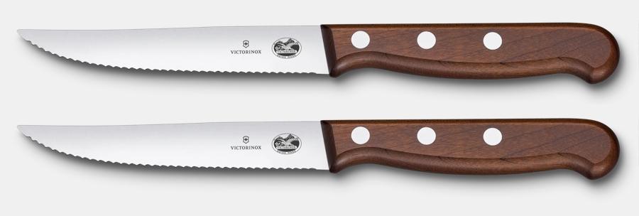 Wood Steak Knife Set, 2 pieces, 12 cm